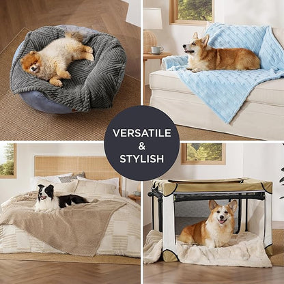Bedsure Dog Blanket for Medium Dogs Washable - Soft Fluffy Puppy Blanket with Premium 300GSM Coral Fleece, Cozy Calming Cat Blankets for Indoor Cats, Fuzzy Pet Blanket for Kitten Doggy, Blue, 30x40IN