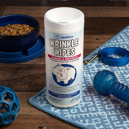 Squishface Wrinkle Wipes + Dog Ear Wipes Bundle - for Dogs with Wrinkles, Tear Stains, Tail Pockets, Irritated Paws & More - Great for All Breeds!