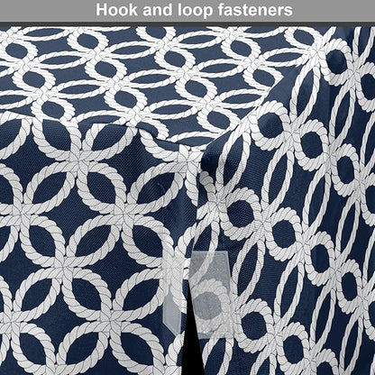 Ambesonne Navy Blue Dog Crate Cover, Marine in Geometric Pattern Design Ocean Travel Cruise Mosaic Ornament, Easy to Use Pet Kennel Cover for Medium Large Dogs, 42 Inch, Blue White