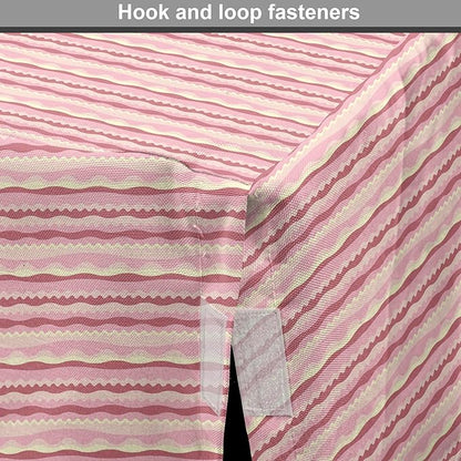 Lunarable Dusty Rose Dog Crate Cover, Doodle Style Waves Horizontal Stripes Simplistic Cheerful, Easy to Use Pet Kennel Cover for Medium Large Dogs, 36 Inch, Dried Rose Pale Pink
