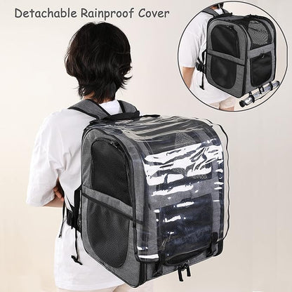 Apollo Walker Pet Carrier Backpack for Large/Small Cats and Dogs, Puppies, Safety Features and Cushion Back Support for Travel, Hiking, Outdoor Use (Gray-Expandable)