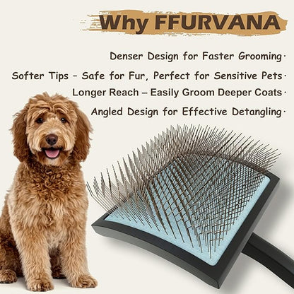 Doodle Slicker Dog Brush –Perfect For Goldendoodle & Poodle Hair Maintenance - Medium to Long Hair Breeds-Detangle, Brush, Black – Professional Pet Grooming Brush for Thick & Long-Haired Dogs