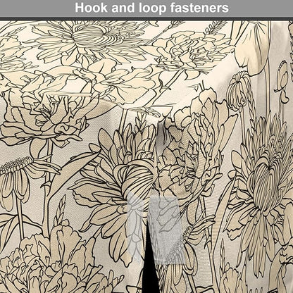 Lunarable Floral Dog Crate Cover, Daffodil and Carnation Bouquets Sketch Art Style Botanical Blossoms Field, Easy to Use Pet Kennel Cover for Small Dogs Puppies Kittens, 18 Inch, Beige and Champagne