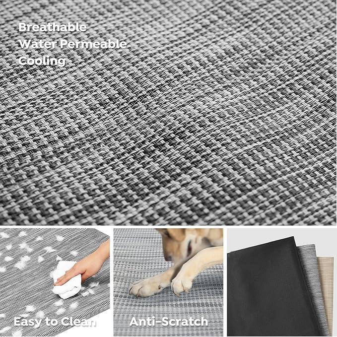 Veehoo Cooling Elevated Dog Bed, Raised Dog Beds for Large Dogs, Outdoor Dog Bed with Guardrail, Upgraded Non-Slip Feet, Breathable Teslin Mesh, Portable Camping Dog Cot, 53 x 33 Inches, Black Silver