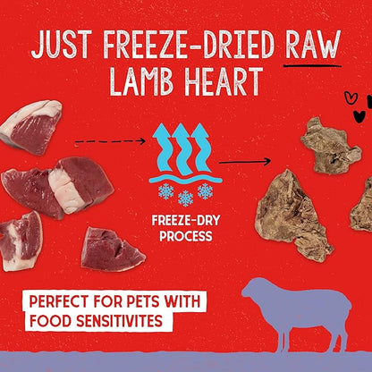 Stella & Chewy's Freeze-Dried Raw Single Ingredient Lamb Heart Treats, 3 oz. Bag