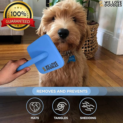 Slicker Brush for Dogs, Grooming Supplies - Best Doodle & Poodle Comb for Long Haired Dogs - Goldendoodle Long Pin Dentangler For Dematting (Large) (Large Slicker & Cleaner)