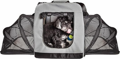 Pet Life Hounda Accordion Metal Framed Soft Folding Expandable Dog Crate - Collapsible Folding Pet Crate or Dog Kennel with Triple Expansion Room