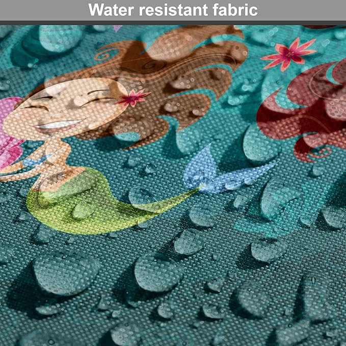 Lunarable Mermaid Dog Crate Cover, Smiling Happy Cheerful Mermaids with Seashells Scallops Exotic Waters Spirals, Easy to Use Pet Kennel Cover for Small Dogs Puppies Kittens, 22 Inch, Teal Multicolor