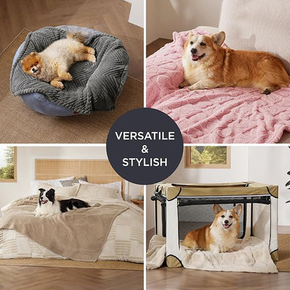 Bedsure Dog Blanket for Medium Dogs Washable - Soft Fluffy Puppy Blanket with Premium 300GSM Coral Fleece, Cozy Calming Cat Blankets for Indoor Cats, Fuzzy Pet Blanket for Kitten Doggy, Brown, 30x40IN