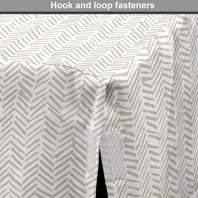 Lunarable Chevron Dog Crate Cover, Hand Drawn Monochrome Herringbone Lines Composition of Abstract Zigzags, Easy to Use Pet Kennel Cover for Cats & Medium Dogs, 30 Inch, White Beige