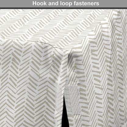 Lunarable Chevron Dog Crate Cover, Hand Drawn Monochrome Herringbone Lines Composition of Abstract Zigzags, Easy to Use Pet Kennel Cover for Small Dogs Puppies Kittens, 22 Inch, White Beige