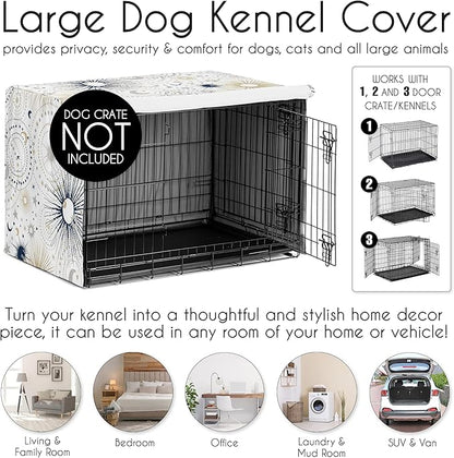 Sweet Jojo Designs 48in. Large Dog Crate Cover (Boho Star and Moon) Pet Cage, Kennel Covers (Shabby Chic, Bohemian, Celestial, Sky, Stars & Moons, Starburst, Cosmic, Mystical, Navy Blue & Gold, Grey)