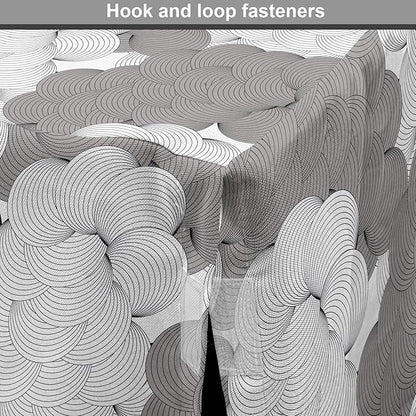 Lunarable Abstract Dog Crate Cover, Seigaiha Inspired Lines Curvy Elements Illustration in Greyscale Tones Print, Easy to Use Pet Kennel Cover for Small Dogs Puppies Kittens, 22 Inch, Pale Taupe Grey