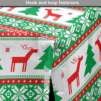 Ambesonne Christmas Dog Crate Cover, Knit Style Graphic Reindeer Star and Snowflake Holiday Family Theme, Easy to Use Pet Kennel Cover for Small Dogs Puppies Kittens, 22 Inch, White Green