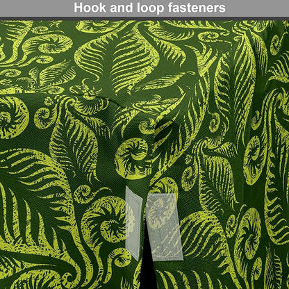 Lunarable Hunter Green Dog Crate Cover, Baroque Style Damask Floral Pattern with Leaves Swirled Branches Retro Design, Easy to Use Pet Kennel Cover for Medium Large Dogs, 36 Inch, Lime Green