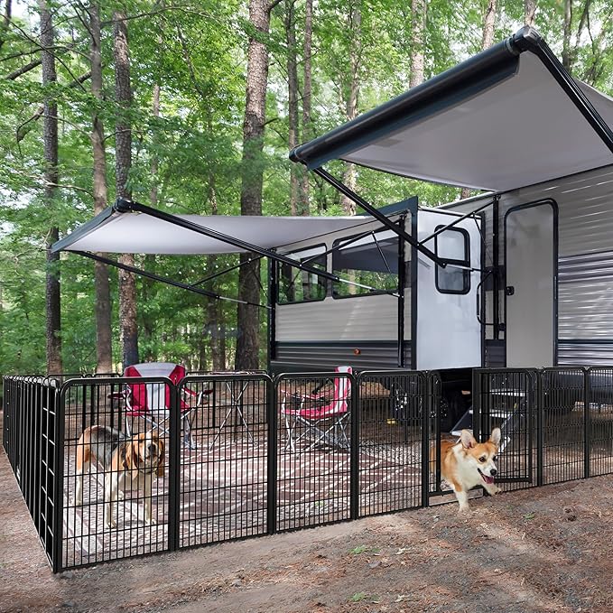 Yaheetech Dog Playpen Outdoor, 32 inch 12 Panels Dog Pen Indoor Heavy Duty Puppy Exercise Pen Metal Pet Fence for RV Camping/Yard/Garden