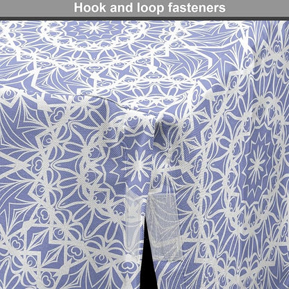 Lunarable Mandala Dog Crate Cover, Ceremonial Retro Minimal Far Eastern Pattern, Easy to Use Pet Kennel Cover for Small Dogs Puppies Kittens, 18 Inch, Lavender Blue and White