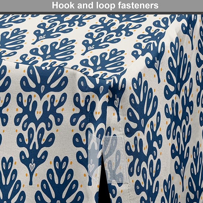 Lunarable Contemporary Blue Dog Crate Cover, Abstract Coral Inspired Motifs with Dots Around, Easy to Use Pet Kennel Cover for Medium Large Dogs, 36 Inch, Pale Eggshell Night Blue