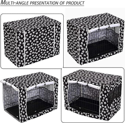 Pethiy Dog Crate Cover Durable Polyester Pet Kennel Cover Universal Fit for Wire Dog Crate - Fits Most 48 inch Dog Crates - Cover only-Black-48