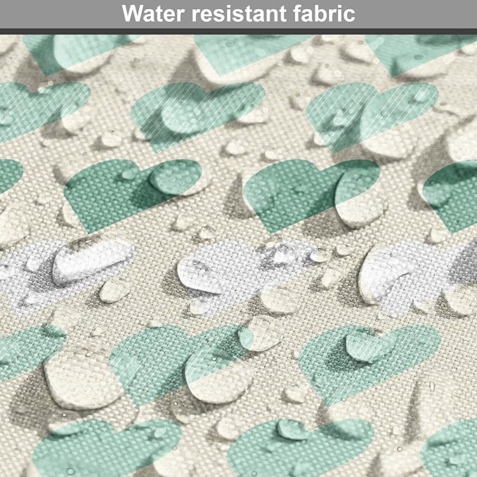 Lunarable Aquamarine Dog Crate Cover, Romantic Pattern with Heart Shapes in Rows, Easy to Use Pet Kennel Cover for Medium Large Dogs, 42 Inch, Champagne Laurel Green