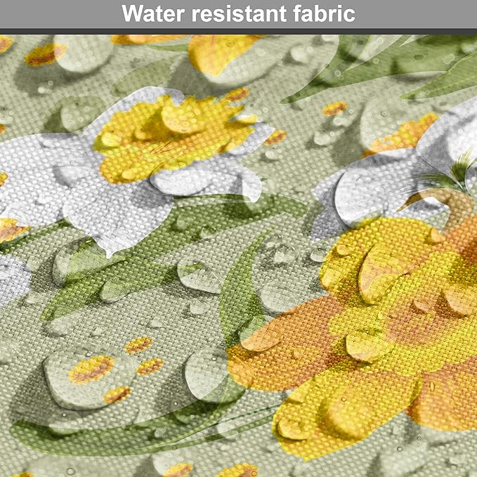 Lunarable Daffodil Dog Crate Cover, Vintage Inspirations Floral Arrangement Pattern Romantic Bouquet Nature, Easy to Use Pet Kennel Cover for Cats & Medium Dogs, 30 Inch, Green Marigold White