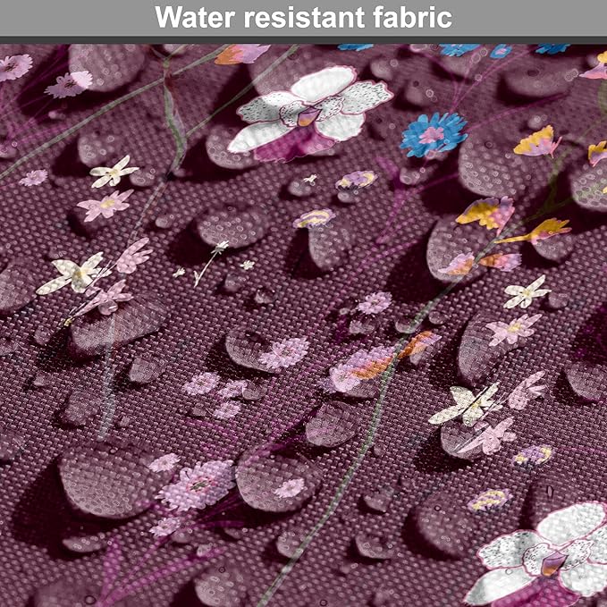 Lunarable Maroon Dog Crate Cover, Pattern of Wildflowers Scene Botanical Spring Time Elements Colorful Blooms, Easy to Use Pet Kennel Cover for Medium Large Dogs, 42 Inch, Maroon Multicolor