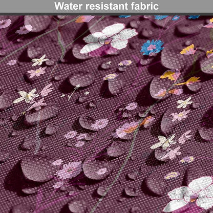Lunarable Maroon Dog Crate Cover, Pattern of Wildflowers Scene Botanical Spring Time Elements Colorful Blooms, Easy to Use Pet Kennel Cover for Medium Large Dogs, 42 Inch, Maroon Multicolor