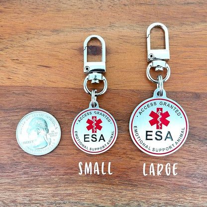 Service Dog ID Tag for Small & Large Dogs - Emotional Support ESA Medical Alert Collar Accessory - Durable Stainless Steel Service Animal Tag - Access Granted ESA Tag in Silver Large