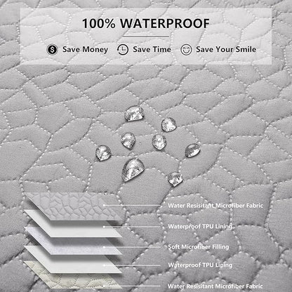Waterproof Dog Blanket, Washable Anti-Slip Pet Couch Covers for Sofa,Pet Hair Resistant Blankets Bed Chair Furniture Couch Protector for Dogs-82x102,Lightgrey