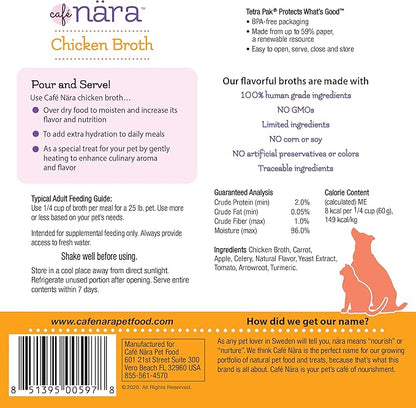 Café Nara Chicken Broth Meal Topper for Dogs and Cats - 1.1 lbs. (Pack of 4)
