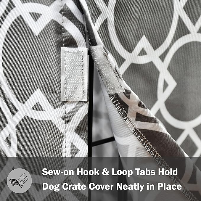 Dog Crate Cover 24 Inch | Pet Kennel Cover Fits Most Standard 1 to 3-Door Wire Dog Crates | Liquid Repel, Wrinkle Less, Machine Wash & Dry | Stylish Fabric Pattern for Home Decor