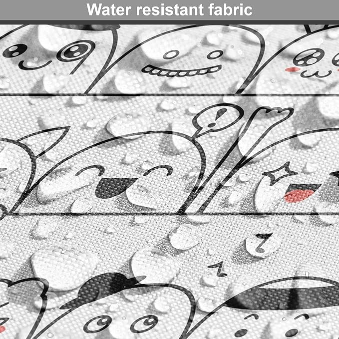 Lunarable Cartoon Dog Crate Cover, Funny Creatures and Monsters Doodle Faces in Manga Style Emotions, Easy to Use Pet Kennel Cover for Small Dogs Puppies Kittens, 22 Inch, Charcoal Grey Coral White