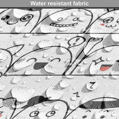 Lunarable Cartoon Dog Crate Cover, Funny Creatures and Monsters Doodle Faces in Manga Style Emotions, Easy to Use Pet Kennel Cover for Small Dogs Puppies Kittens, 22 Inch, Charcoal Grey Coral White