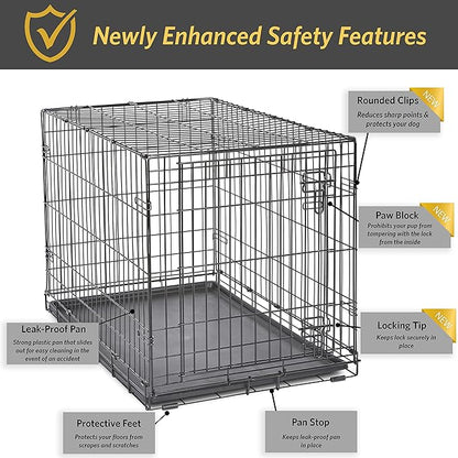 New World Newly Enhanced Single New World Dog Crate, Includes Leak-Proof Pan, Floor Protecting Feet, & New Patented Features, 36 Inch