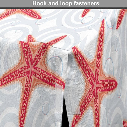 Lunarable Starfish Dog Crate Cover, Tropical Ocean with Sea Bubbles on Wavy Spiral Backdrop, Easy to Use Pet Kennel Cover for Medium Large Dogs, 36 Inch, Dark Coral Salmon