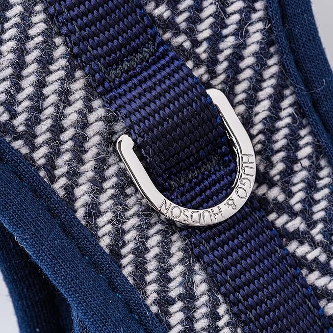 HUGO & HUDSON Dog Harness, No-Pull Anti Choke Tweed Harness Vest, Navy Herringbone, XS