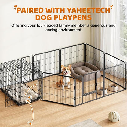 Yaheetech 36 inch Double Door Dog Crate w/Divider for Puppy, Collapsible Metal Dog Kennel with Removable Tray, Portable Travel Cage, Black