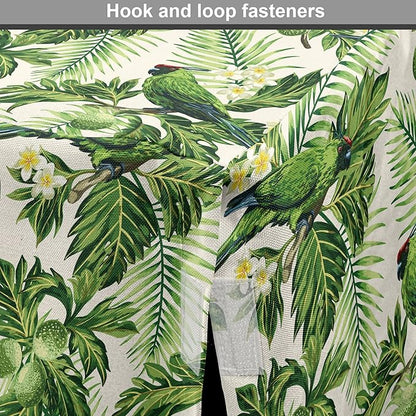 Lunarable Green Dog Crate Cover, Exotic Tropic Pattern with Palm Leaves Breadfruits Plumeria Flowers and Parrots, Easy to Use Pet Kennel Cover for Medium Large Dogs, 42 Inch, Lime Green Cream