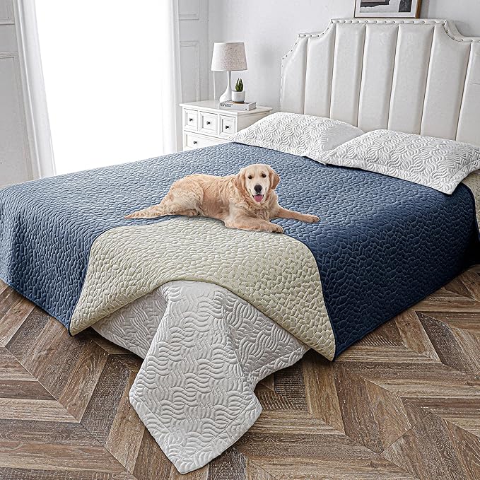 Waterproof Dog Blanket, Washable Anti-Slip Pet Couch Covers for Sofa,Pet Hair Resistant Blankets Bed Chair Furniture Couch Protector for Dogs-82x102,Blue