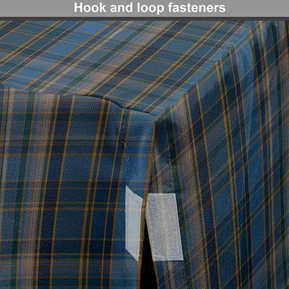 Lunarable Plaid Dog Crate Cover, Striped Geometric British Pattern Modern Design Elements in Patel Colors, Easy to Use Pet Kennel Cover for Medium Large Dogs, 42 Inch, Azure Blue and Marigold