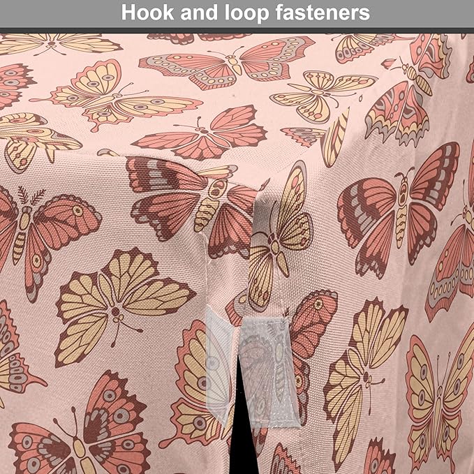 Ambesonne Butterfly Dog Crate Cover, Summer Time Ornamental Flying Creatures in Rose Tones, Easy to Use Pet Kennel Cover for Cats & Medium Dogs, 30 Inch, Blush Coral