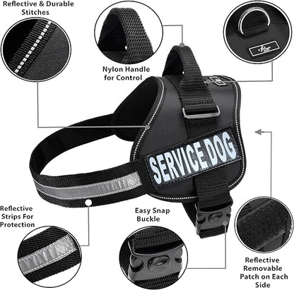 Service Dog Harness with Removable Saddle Bag Backpack Carrier Traveling Carrying Bag. 2 Removable Patches. Please Measure Dog Before Ordering. Made by Doggie Stylz