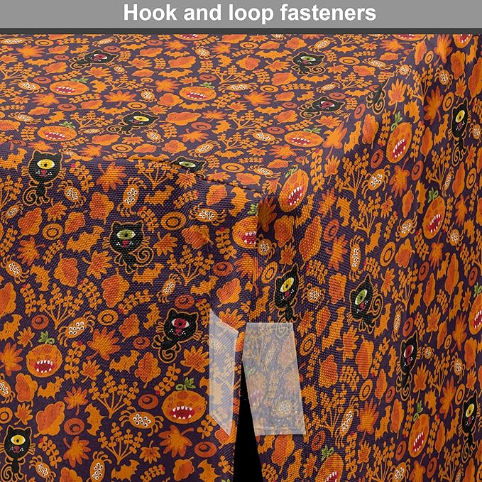 Lunarable Vintage Halloween Dog Crate Cover, Halloween Themed Elements on a Purple Background Scary Mosters, Easy to Use Pet Kennel Cover for Medium Large Dogs, 42 Inch, Dark Purple Orange
