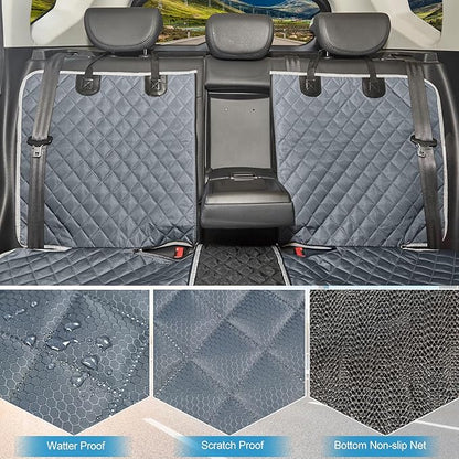 Grey Dog Car Seat Cover for Back Seat X-Large,Non-Stick Fur,Pet-Friendly and Waterproof - Universal Fit Interior Protector for Auto, Van, SUV - Ideal for Kids and Pets (X-Large)