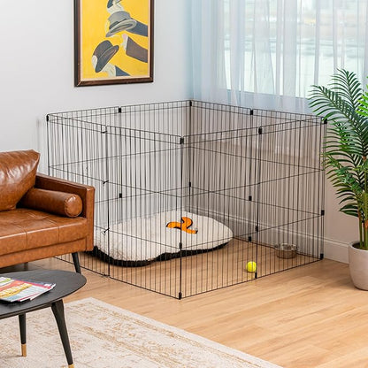 IRIS USA Metal Dog Playpen, 8-Panel 36" Pet Playpen, Puppy Playpen, Indoor/Outdoor Dog Fence, 58 x 58 x 36, Foldable, Customizable, Black