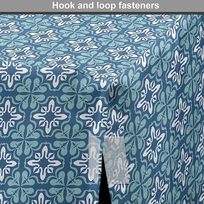 Lunarable Talavera Dog Crate Cover, Folkloric Tile Inspired Pattern of Moroccan Culture Print, Easy to Use Pet Kennel Cover for Medium Large Dogs, 42 Inch, Sea Blue Pale Teal