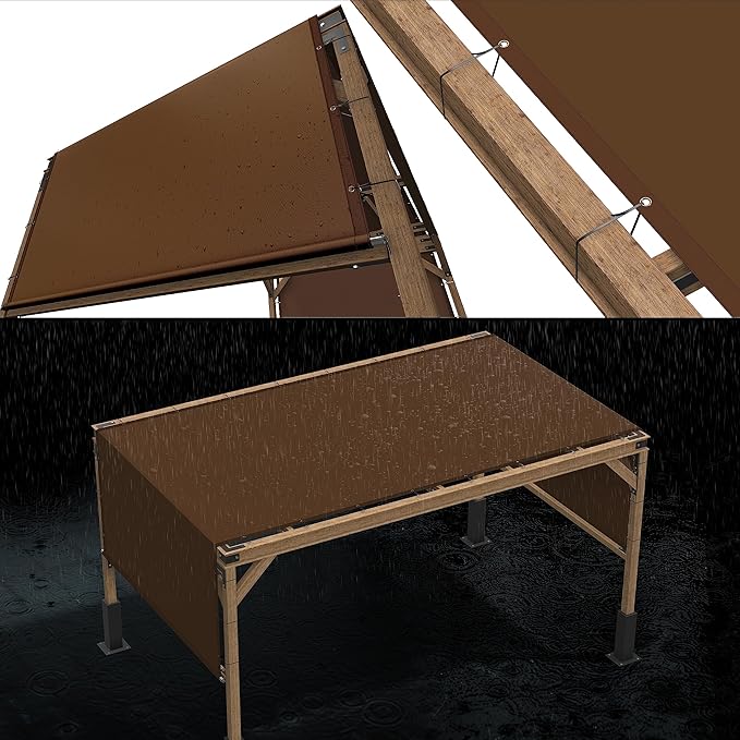 ColourTree 6' x 6' Brown Custom Size Waterproof Shade Cloth with Grommets - 90% Sunblock, Durable Mesh Fabric Tarp for Dog Kennel Cover, Fence Privacy Screen, Greenhouse, Coop & Pet Playpen