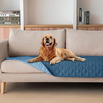 gogobunny 100% Double Sided Waterproof Dog Blanket Soft Pet Bed Cover Reversible Protect Furniture Couch Sofa Car for Puppy Cat Kids (Dark Blue/Light Blue, 30x80 Inch (Pack of 1))
