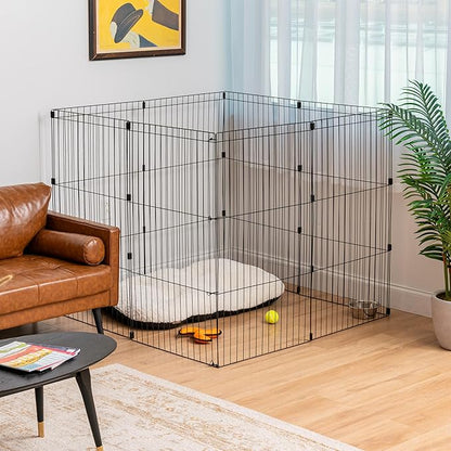 IRIS USA Metal Dog Playpen, 8-Panel 42" Pet Playpen, Puppy Playpen, Indoor/Outdoor Dog Fence, 58 x 58 x 42, Foldable, Customizable, Black