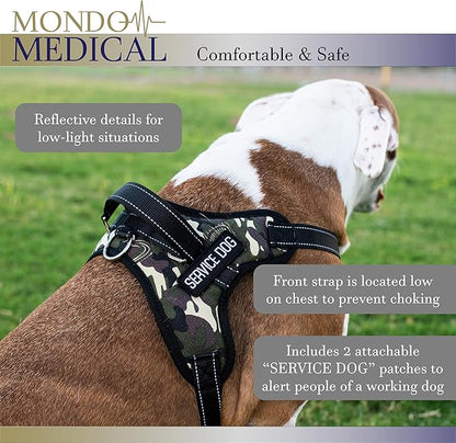 MonMed Service Dog Harness for Large Breeds - Camo Print Service Animal Vest Pet Harness for 25 to 30 Inch Chest